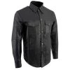 Milwaukee Leather LKM1600 Men's Black Lightweight Casual Style Leather Shirt Conceal Carry