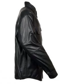 Milwaukee Leather LKM1600 Men's Black Lightweight Casual Style Leather Shirt Conceal Carry