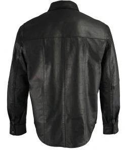 Milwaukee Leather LKM1601 Men's Black Lightweight Snap Front Leather Shirt
