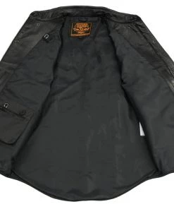 Milwaukee Leather LKM1601 Men's Black Lightweight Snap Front Leather Shirt