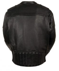 Milwaukee Leather LKM1705 Men's Black Side Stretch Vented Black Leather Scooter Jacket Leather Motorcycle Jackets