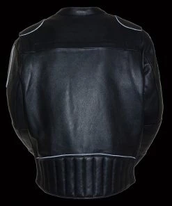 Milwaukee Leather LKM1705 Men's Black Side Stretch Vented Black Leather Scooter Jacket Leather Motorcycle Jackets