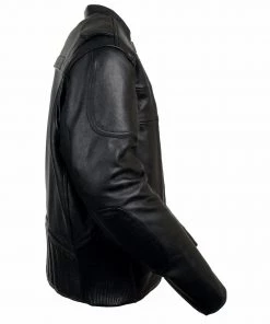 Milwaukee Leather LKM1705 Men's Black Side Stretch Vented Black Leather Scooter Jacket Leather Motorcycle Jackets