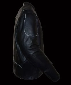 Milwaukee Leather LKM1705 Men's Black Side Stretch Vented Black Leather Scooter Jacket Leather Motorcycle Jackets