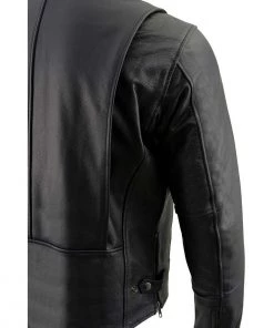 Leather Motorcycle Jackets Milwaukee Leather LKM1710 Men's Black Classic Zipper Front Scooter Motorcycle Jacket