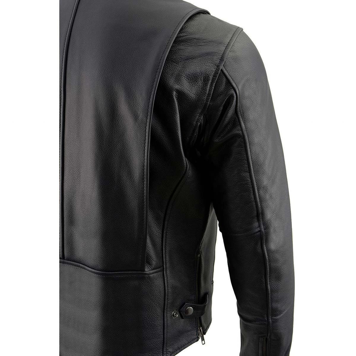 Leather Motorcycle Jackets Milwaukee Leather LKM1710 Men's Black Classic Zipper Front Scooter Motorcycle Jacket