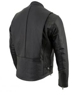 Leather Motorcycle Jackets Milwaukee Leather LKM1710 Men's Black Classic Zipper Front Scooter Motorcycle Jacket