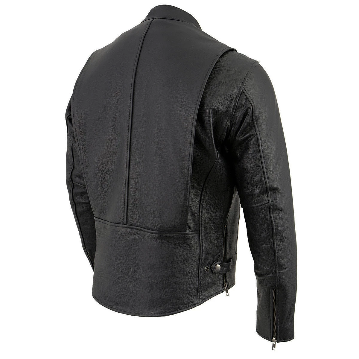 Leather Motorcycle Jackets Milwaukee Leather LKM1710 Men's Black Classic Zipper Front Scooter Motorcycle Jacket