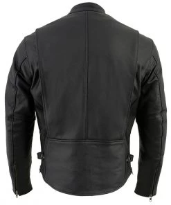 Leather Motorcycle Jackets Milwaukee Leather LKM1710 Men's Black Classic Zipper Front Scooter Motorcycle Jacket