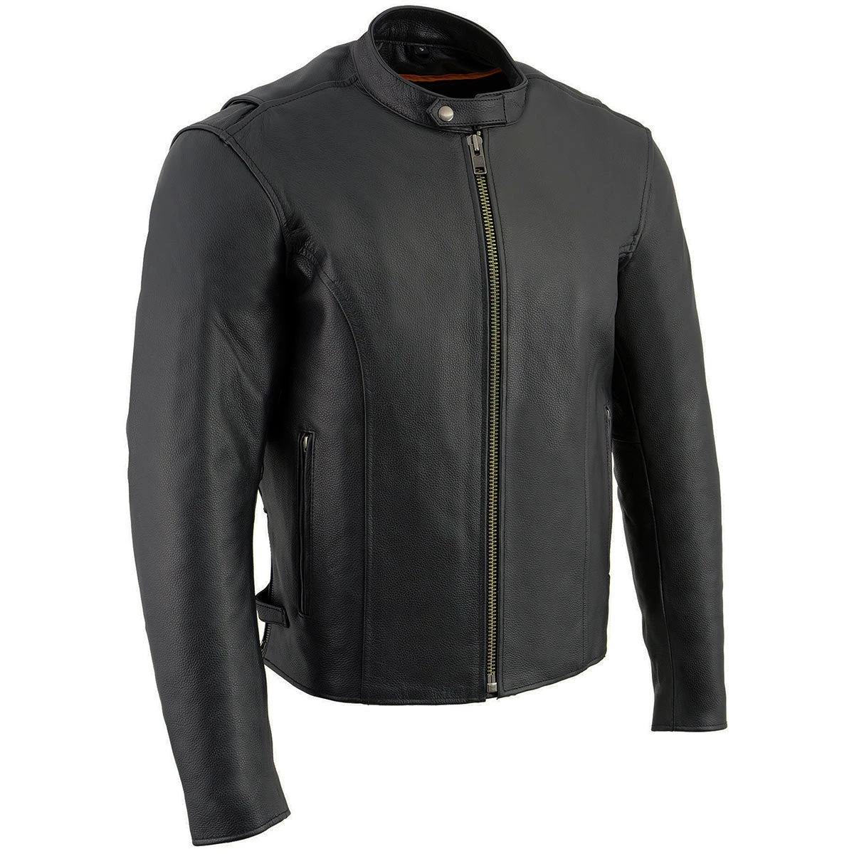 Leather Motorcycle Jackets Milwaukee Leather LKM1710 Men's Black Classic Zipper Front Scooter Motorcycle Jacket