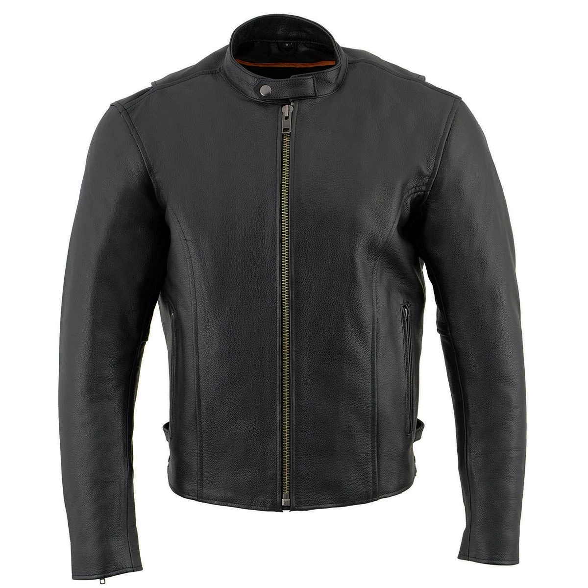 Leather Motorcycle Jackets Milwaukee Leather LKM1710 Men's Black Classic Zipper Front Scooter Motorcycle Jacket