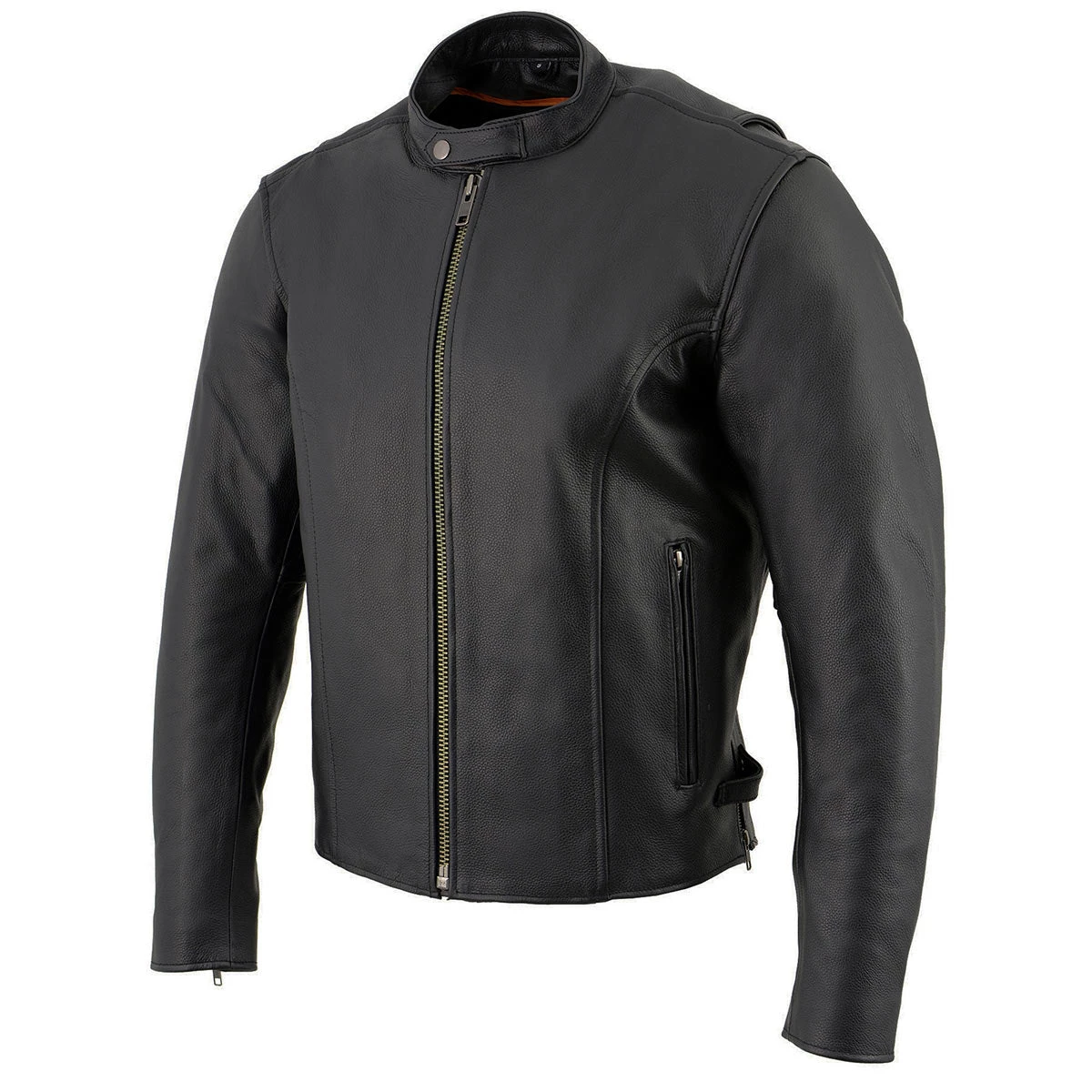 Leather Motorcycle Jackets Milwaukee Leather LKM1710 Men's Black Classic Zipper Front Scooter Motorcycle Jacket