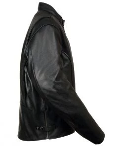 Leather Motorcycle Jackets Milwaukee Leather LKM1710 Men's Black Classic Zipper Front Scooter Motorcycle Jacket