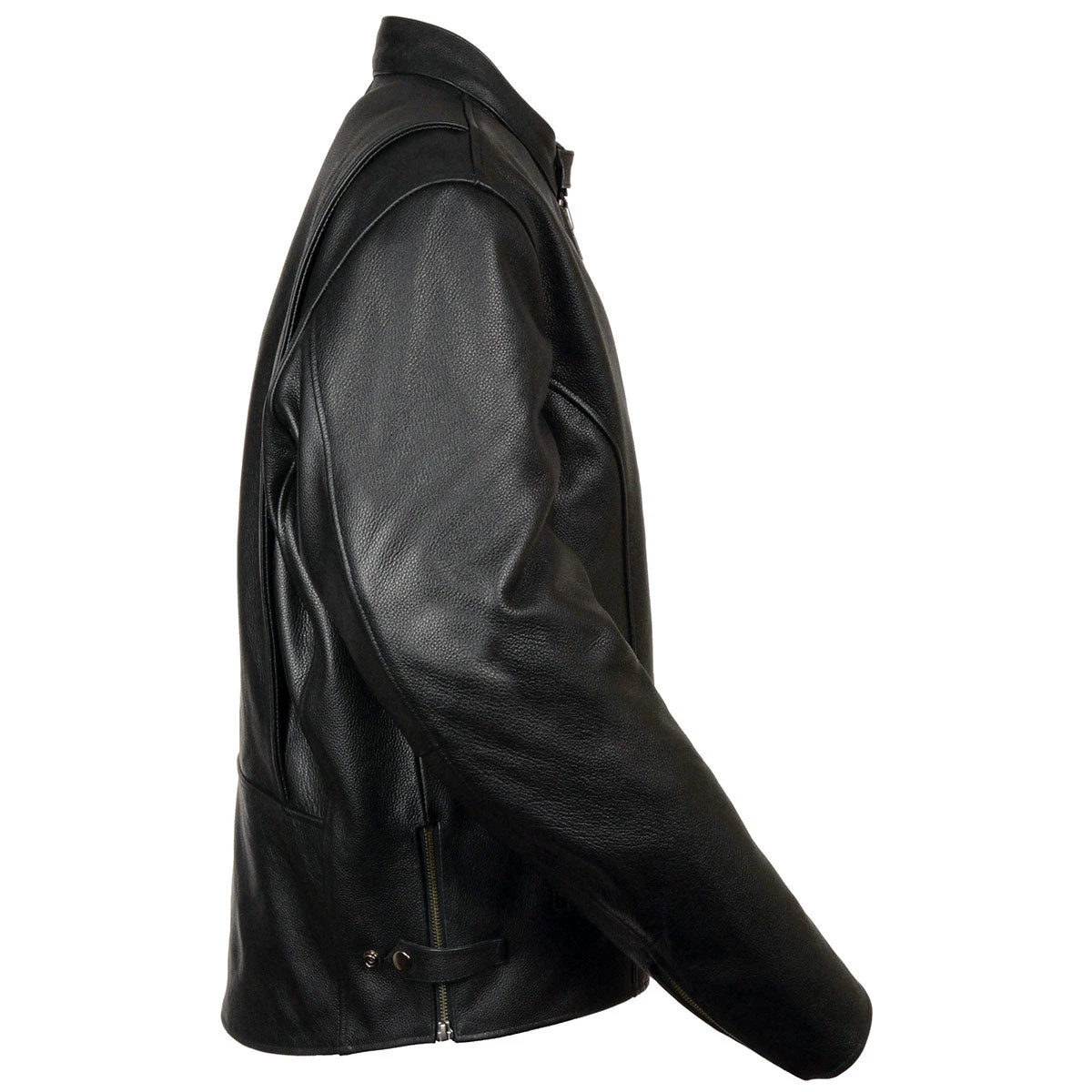 Leather Motorcycle Jackets Milwaukee Leather LKM1710 Men's Black Classic Zipper Front Scooter Motorcycle Jacket