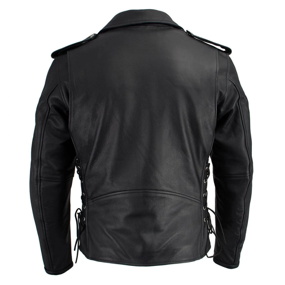Leather Motorcycle Jackets Milwaukee Leather LKM1711TALL Men's Black Tall-Sizes Side Lace Police Style Leather Jacket
