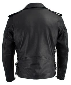 Leather Motorcycle Jackets Milwaukee Leather LKM1711 Men's Leather Black Classic Side Lace Police Style Jacket