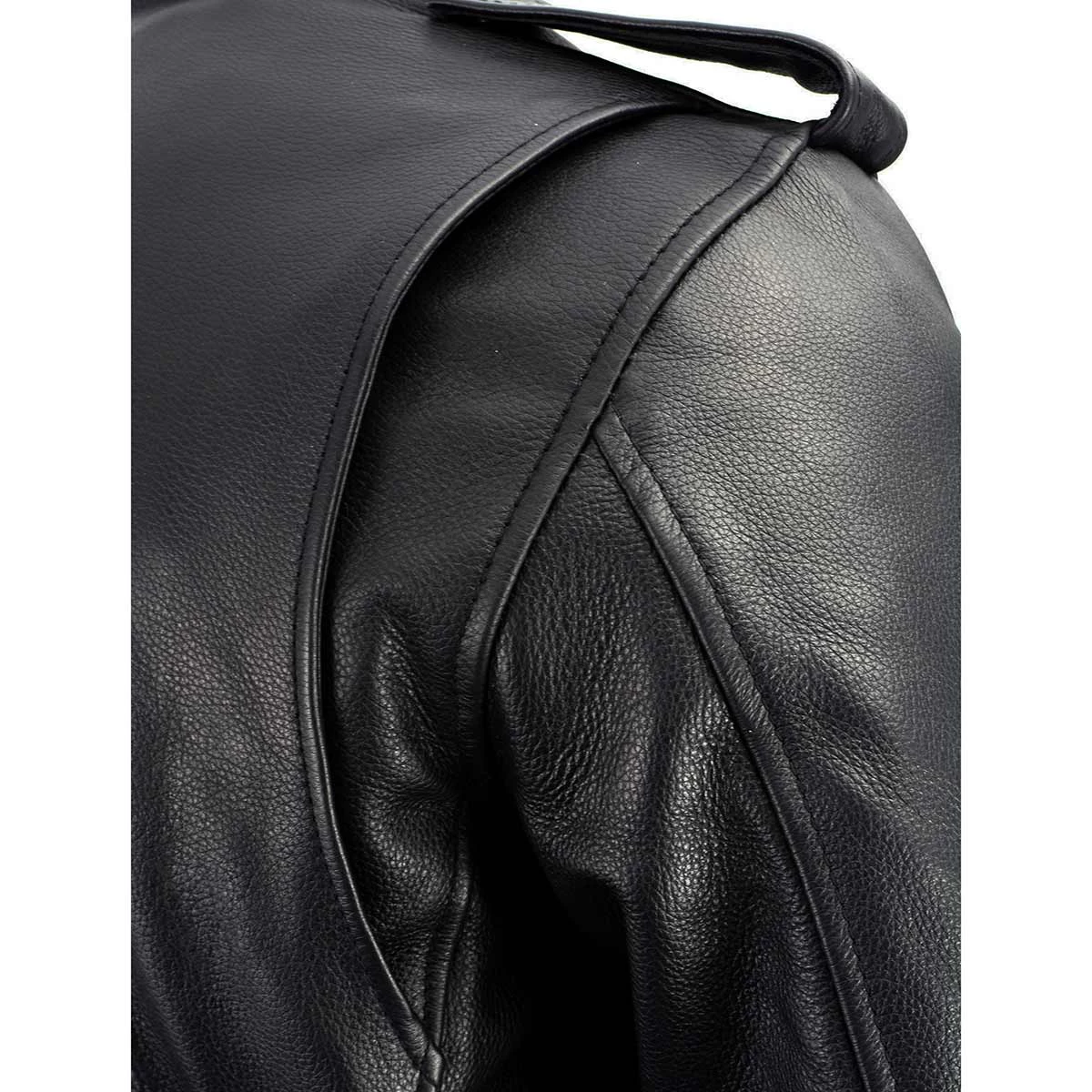 Leather Motorcycle Jackets Milwaukee Leather LKM1711TALL Men's Black Tall-Sizes Side Lace Police Style Leather Jacket