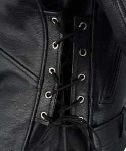 Leather Motorcycle Jackets Milwaukee Leather LKM1711TALL Men's Black Tall-Sizes Side Lace Police Style Leather Jacket