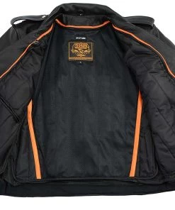 Leather Motorcycle Jackets Milwaukee Leather LKM1711TALL Men's Black Tall-Sizes Side Lace Police Style Leather Jacket