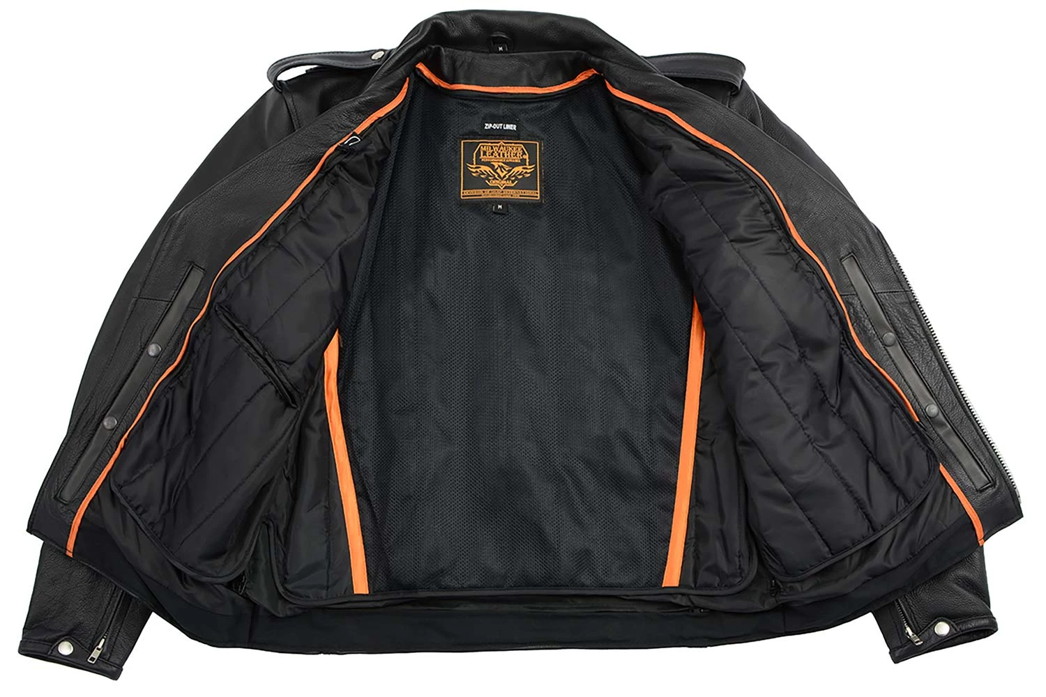 Leather Motorcycle Jackets Milwaukee Leather LKM1711TALL Men's Black Tall-Sizes Side Lace Police Style Leather Jacket