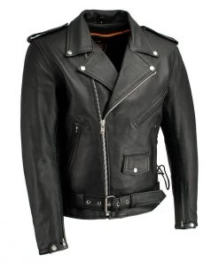 Leather Motorcycle Jackets Milwaukee Leather LKM1711 Men's Leather Black Classic Side Lace Police Style Jacket