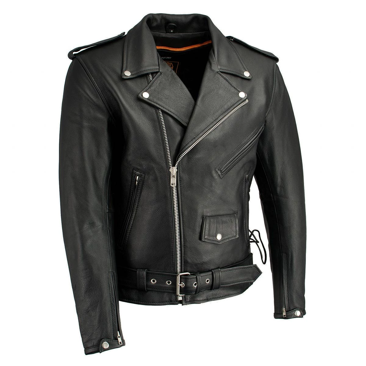 Leather Motorcycle Jackets Milwaukee Leather LKM1711 Men's Leather Black Classic Side Lace Police Style Jacket