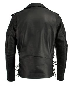 Leather Motorcycle Jackets Milwaukee Leather LKM1711TALL Men's Black Tall-Sizes Side Lace Police Style Leather Jacket
