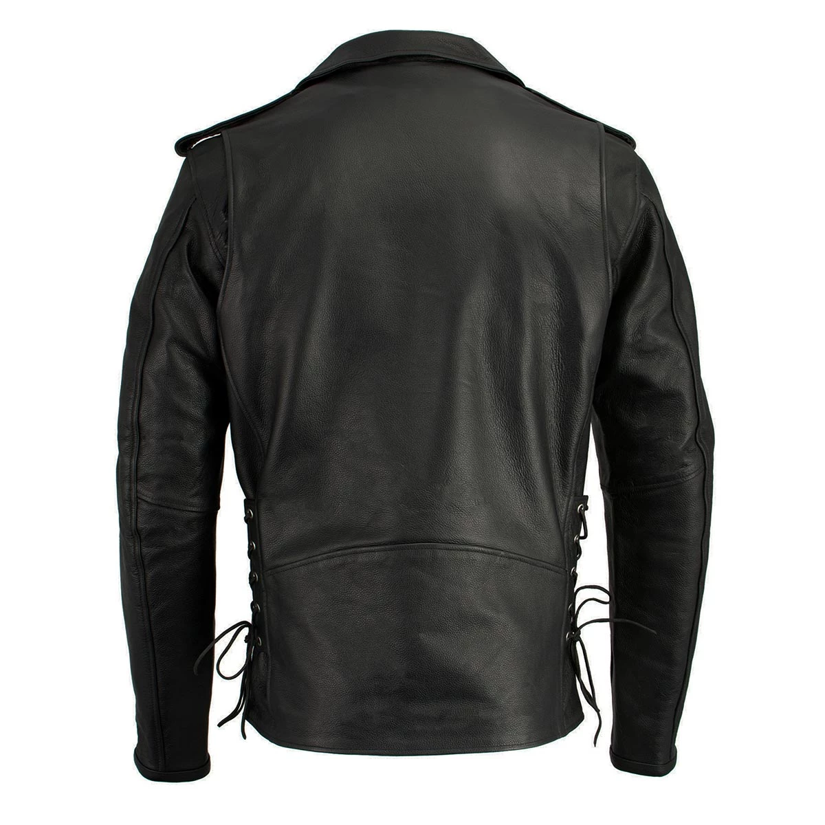 Leather Motorcycle Jackets Milwaukee Leather LKM1711TALL Men's Black Tall-Sizes Side Lace Police Style Leather Jacket