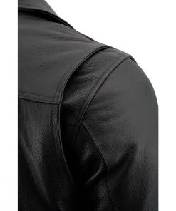Milwaukee Leather LKM1720T Men's'Tall Sizes' Black Vented Leather Jacket With Utility Pockets