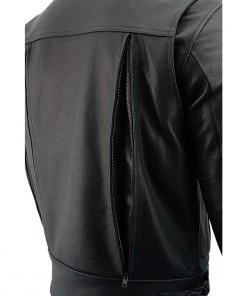 Milwaukee Leather LKM1720 Men's Black Vented Leather Jacket With Utility Pockets Leather Motorcycle Jackets