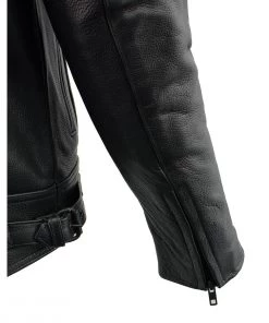 Milwaukee Leather LKM1720T Men's'Tall Sizes' Black Vented Leather Jacket With Utility Pockets