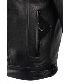 Milwaukee Leather LKM1720T Men's'Tall Sizes' Black Vented Leather Jacket With Utility Pockets
