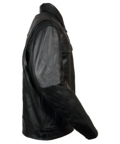Milwaukee Leather LKM1720 Men's Black Vented Leather Jacket With Utility Pockets Leather Motorcycle Jackets