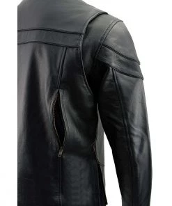 Milwaukee Leather LKM1725 Men's Black Sporty Crossover Scooter Leather Jacket