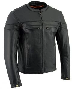 Milwaukee Leather LKM1725 Men's Black Sporty Crossover Scooter Leather Jacket