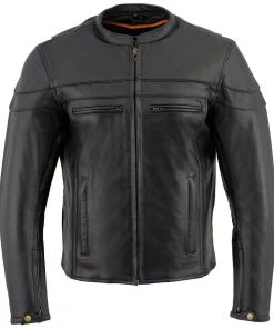 Milwaukee Leather LKM1725 Men's Black Sporty Crossover Scooter Leather Jacket