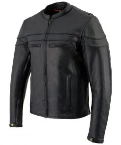 Milwaukee Leather LKM1725 Men's Black Sporty Crossover Scooter Leather Jacket