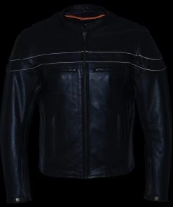 Milwaukee Leather LKM1725 Men's Black Sporty Crossover Scooter Leather Jacket