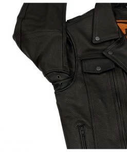 Leather Motorcycle Jackets Milwaukee Leather LKM1760 Men's Black Leather Jacket With Utility Pockets