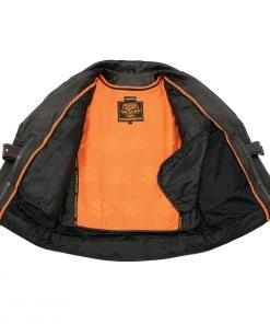 Leather Motorcycle Jackets Milwaukee Leather LKM1760 Men's Black Leather Jacket With Utility Pockets