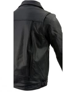 Leather Motorcycle Jackets Milwaukee Leather LKM1760 Men's Black Leather Jacket With Utility Pockets