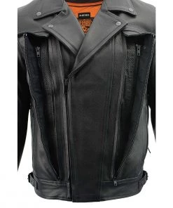 Leather Motorcycle Jackets Milwaukee Leather LKM1760 Men's Black Leather Jacket With Utility Pockets