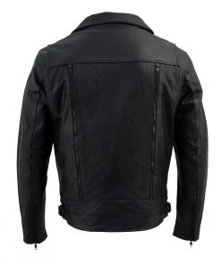 Leather Motorcycle Jackets Milwaukee Leather LKM1760 Men's Black Leather Jacket With Utility Pockets