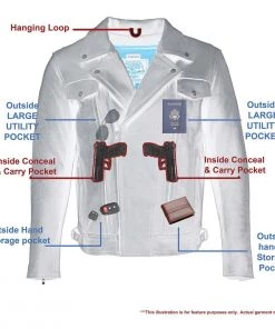 Leather Motorcycle Jackets Milwaukee Leather LKM1760 Men's Black Leather Jacket With Utility Pockets