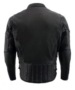 Leather Motorcycle Jackets Milwaukee Leather LKM1765 Men's Black Vented Scooter Leather Jacket With Side Laces