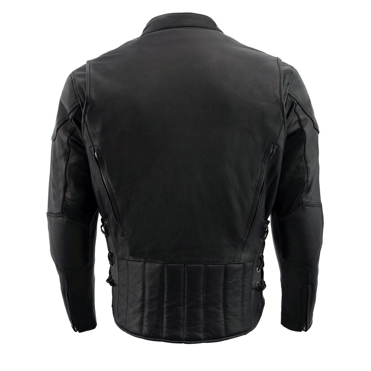 Leather Motorcycle Jackets Milwaukee Leather LKM1765 Men's Black Vented Scooter Leather Jacket With Side Laces
