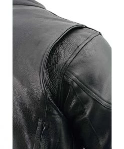 Leather Motorcycle Jackets Milwaukee Leather LKM1765 Men's Black Vented Scooter Leather Jacket With Side Laces