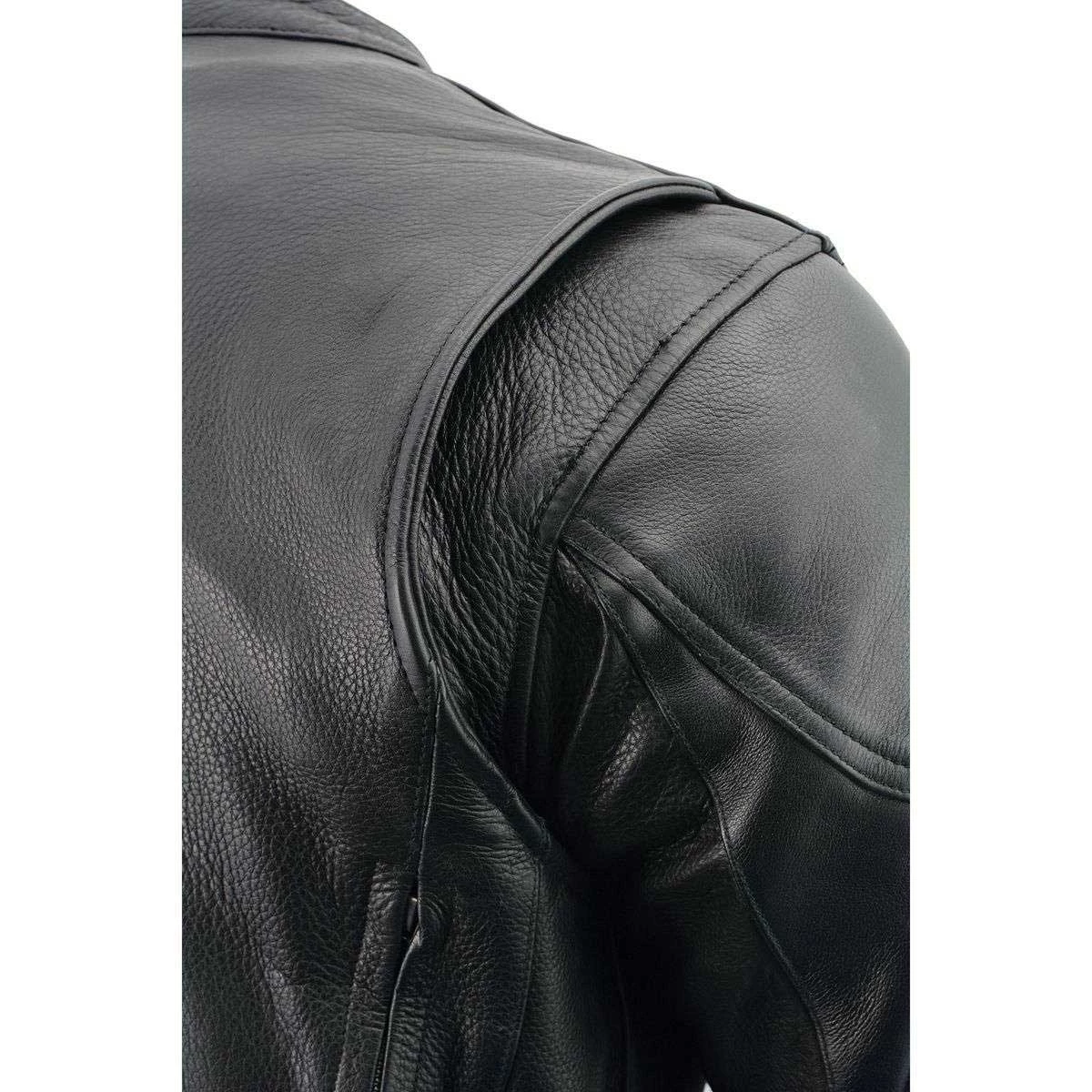 Leather Motorcycle Jackets Milwaukee Leather LKM1765 Men's Black Vented Scooter Leather Jacket With Side Laces