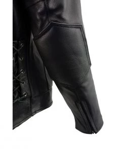 Leather Motorcycle Jackets Milwaukee Leather LKM1765 Men's Black Vented Scooter Leather Jacket With Side Laces