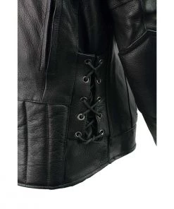 Leather Motorcycle Jackets Milwaukee Leather LKM1765 Men's Black Vented Scooter Leather Jacket With Side Laces